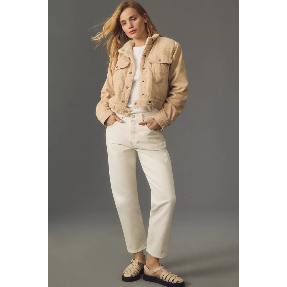 Anthropologie Pilcro Shrunken Corduroy Sherpa Jacket